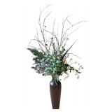 LR - Decorative Vase and Pillar Collection Including Metal, Clear Glass, and Tall Arrangements