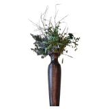 LR - Decorative Vase and Pillar Collection Including Metal, Clear Glass, and Tall Arrangements