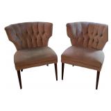 ML- BR - Set of 2 Pale Gray Tufted Accent Chairs