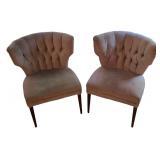 ML- BR - Set of 2 Pale Gray Tufted Accent Chairs
