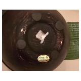 H - Modern Glass Vase, Artificial Orchid Floral Display, and Rectangular Art Glass Tray Set