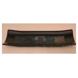 H - Modern Glass Vase, Artificial Orchid Floral Display, and Rectangular Art Glass Tray Set