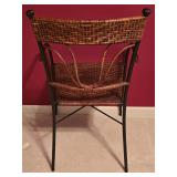 LL-BR3 - Wicker and Metal Accent Chair with Decorative Back