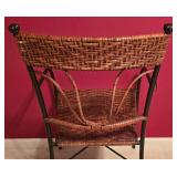 LL-BR3 - Wicker and Metal Accent Chair with Decorative Back