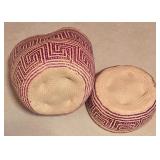 LL-BR3 - Wicker Storage Trunk, Set of 2 Handwoven Decorative Baskets, and Red Herringbone Throw Blanket