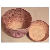 LL-BR3 - Wicker Storage Trunk, Set of 2 Handwoven Decorative Baskets, and Red Herringbone Throw Blanket