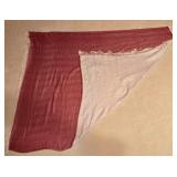 LL-BR3 - Wicker Storage Trunk, Set of 2 Handwoven Decorative Baskets, and Red Herringbone Throw Blanket