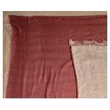 LL-BR3 - Wicker Storage Trunk, Set of 2 Handwoven Decorative Baskets, and Red Herringbone Throw Blanket