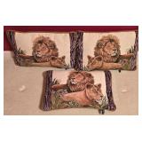 LLBR3 - Set of 3 Ashford Court Lion & Lioness Tapestry Accent Pillows
