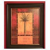 LL-BR3 - Framed Palm Tree Art Prints and Palm Tree Table Lamp Set