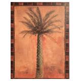 LL-BR3 - Framed Palm Tree Art Prints and Palm Tree Table Lamp Set