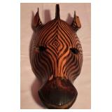 LL-BR3 - African Giraffe Sculpture, Zebra Mask, and Set of 3 Framed Wildlife Prints