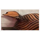 LL-BR3 - African Giraffe Sculpture, Zebra Mask, and Set of 3 Framed Wildlife Prints