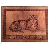 LL-BR3 - African Giraffe Sculpture, Zebra Mask, and Set of 3 Framed Wildlife Prints