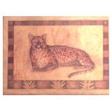 LL-BR3 - African Giraffe Sculpture, Zebra Mask, and Set of 3 Framed Wildlife Prints