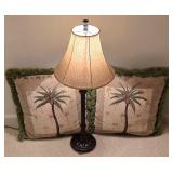 LL-BR3 - Decorative Lamp with Shade and Set of 2 Palm Tree Pillows