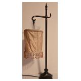 LL-BR3 - Vintage Hanging Table Lamp with Ornate Stand and Beaded Shade