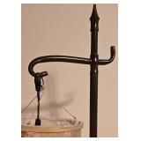 LL-BR3 - Vintage Hanging Table Lamp with Ornate Stand and Beaded Shade