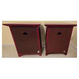 LL-BR2 - Pair of Red Wood Nightstands with Drawer and Cabinet Storage