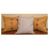 LL-BR2 - Set of 4 Decorative Throw Pillows: 2 Gold Thro by Marlo Lorenz and 2 Gray & Yellow Patterned Pillows