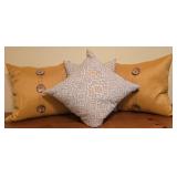 LL-BR2 - Set of 4 Decorative Throw Pillows: 2 Gold Thro by Marlo Lorenz and 2 Gray & Yellow Patterned Pillows