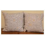 LL-BR2 - Set of 4 Decorative Throw Pillows: 2 Gold Thro by Marlo Lorenz and 2 Gray & Yellow Patterned Pillows