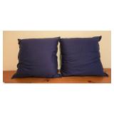 LL-BR2 - Pair of 25" Square Decorative Throw Pillows with Textured Blue Front