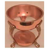 H - Copper Glass Carafe Set with Warmer and Ornate 12.25 Inch Serving Tray