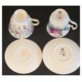 H - Set of 7 Vintage English Bone China Floral Teacup and Saucer Duos
