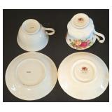 H - Set of 7 Vintage English Bone China Floral Teacup and Saucer Duos