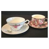 H - Set of 7 Vintage English Bone China Floral Teacup and Saucer Duos