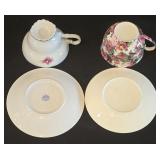 H - Set of 7 Vintage English Bone China Floral Teacup and Saucer Duos