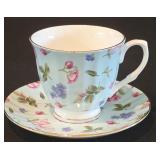 H - Set of 7 Vintage English Bone China Floral Teacup and Saucer Duos