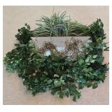 O - Lucio 16" x 33" Mirrored Tray with Faux Foliage Wall Decor Set