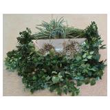 O - Lucio 16" x 33" Mirrored Tray with Faux Foliage Wall Decor Set