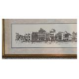 O - Hand-Painted Framed Curacao Cityscape Artwork