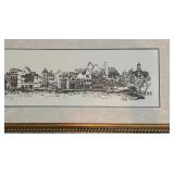 O - Hand-Painted Framed Curacao Cityscape Artwork