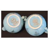 H - Vintage Pearl China Co. 3-Piece Hand Decorated Blue Tea Set with 22Kt Gold Trim