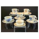 H - Set of 6 Vintage Porcelain Tea Cups and Saucers Assorted Floral Patterns