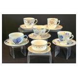 H - Set of 6 Vintage Porcelain Tea Cups and Saucers Assorted Floral Patterns