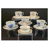 H - Set of 6 Vintage Porcelain Tea Cups and Saucers Assorted Floral Patterns