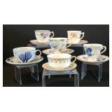 H - Set of 6 Vintage Porcelain Tea Cups and Saucers Assorted Floral Patterns