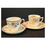 H - Set of 6 Vintage Porcelain Tea Cups and Saucers Assorted Floral Patterns