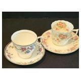 H - Set of 6 Vintage Porcelain Tea Cups and Saucers Assorted Floral Patterns
