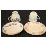 H - Set of 6 Vintage Porcelain Tea Cups and Saucers Assorted Floral Patterns