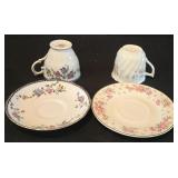 H - Set of 6 Vintage Porcelain Tea Cups and Saucers Assorted Floral Patterns
