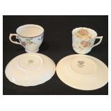H - Set of 6 Vintage Porcelain Tea Cups and Saucers Assorted Floral Patterns