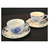 H - Set of 6 Vintage Porcelain Tea Cups and Saucers Assorted Floral Patterns