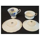 H - Set of 6 Vintage Porcelain Tea Cups and Saucers Assorted Floral Patterns