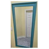O - Large Wall Mirror with Teal Frame 31.5 x 65 Inches